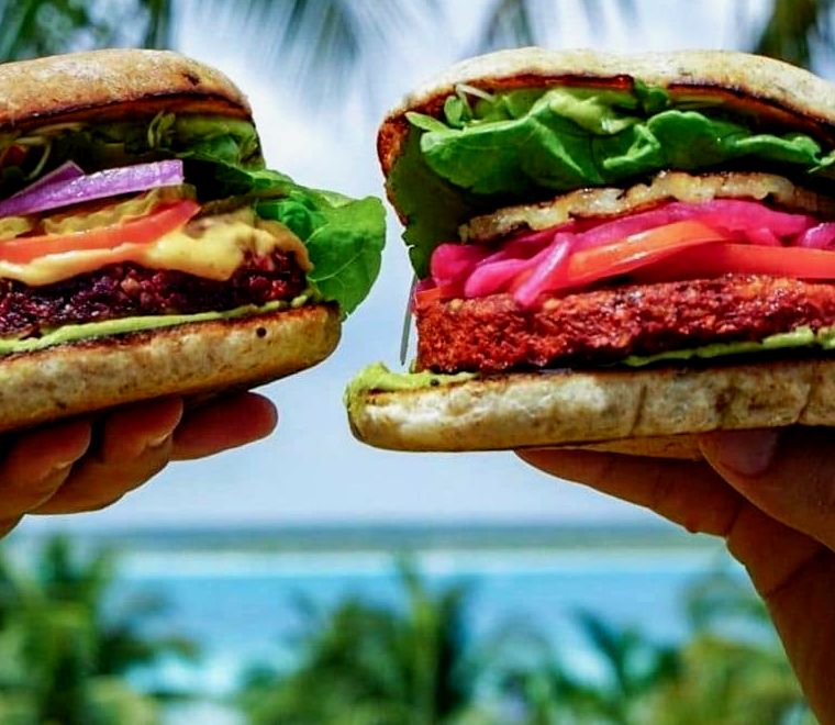 hambúrguer vegetariano em Bacalar, México