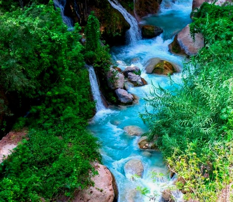 cachoeiras e águas azuis brilhantes em uma floresta - Visite Las Grutas Tolantongo