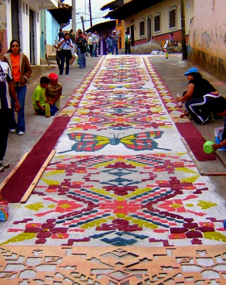 tapete de serragem, uma espécie de arte para o Dia dos Mortos no México